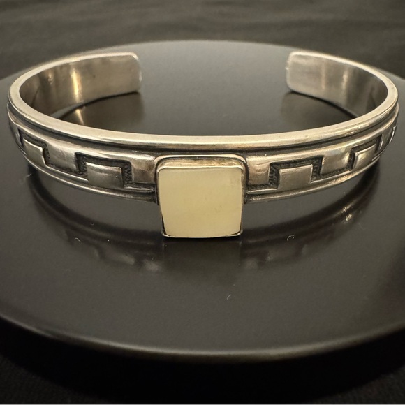 Relios Carolyn Pollack 925 Sterling Silver Greek Key Cuff Bracelet – 27g